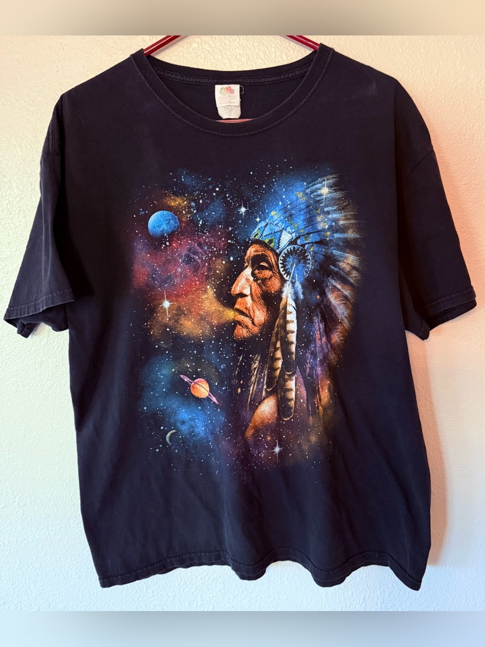 Vintage 1990s Native American Galaxy
Stoner Chief Men's T-Shirt Size Large Black
